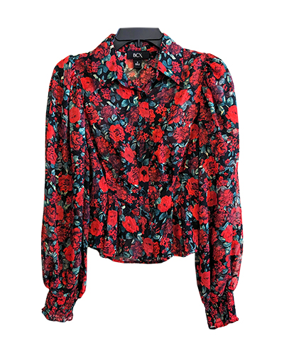 #BUTTON DOWN FLORALSHIRT BLOUSE